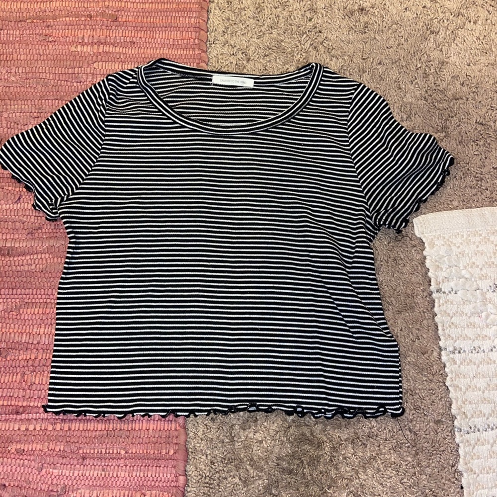 Black and white striped top
